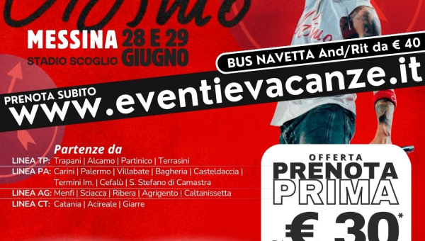 Bus per ULTIMO in concerto a Messina il 28 e 29 giugno 2027
